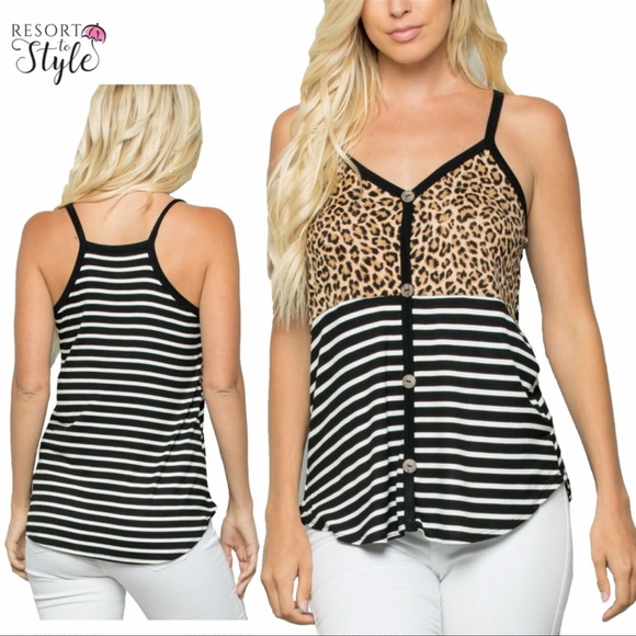Large animal print and stripe tank top - Picture 1 of 4